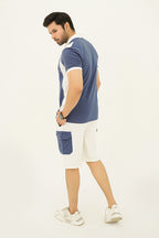 Indigo/White Cargo Short Set I Nextage
