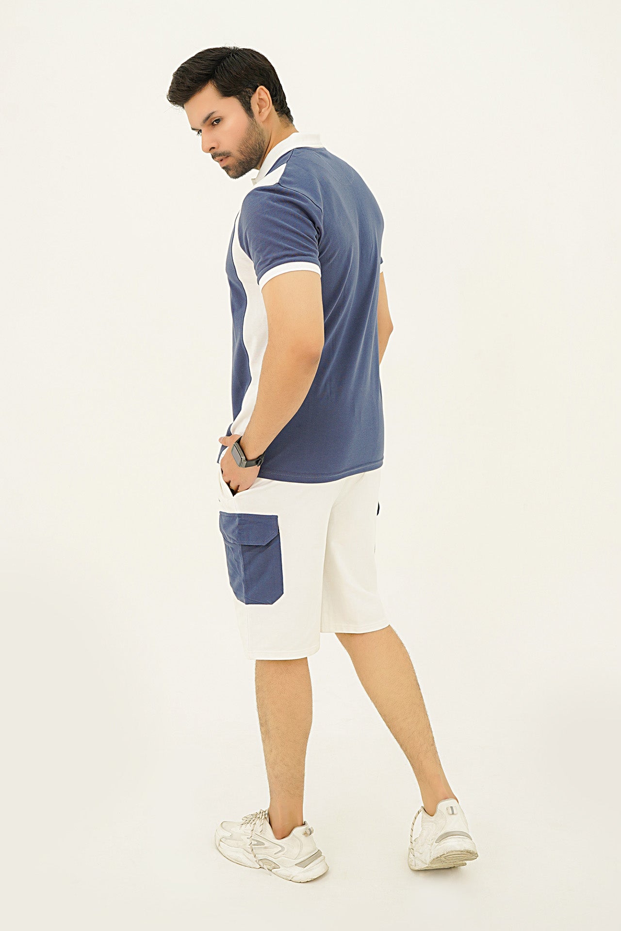 Indigo/White Cargo Short Set I Nextage