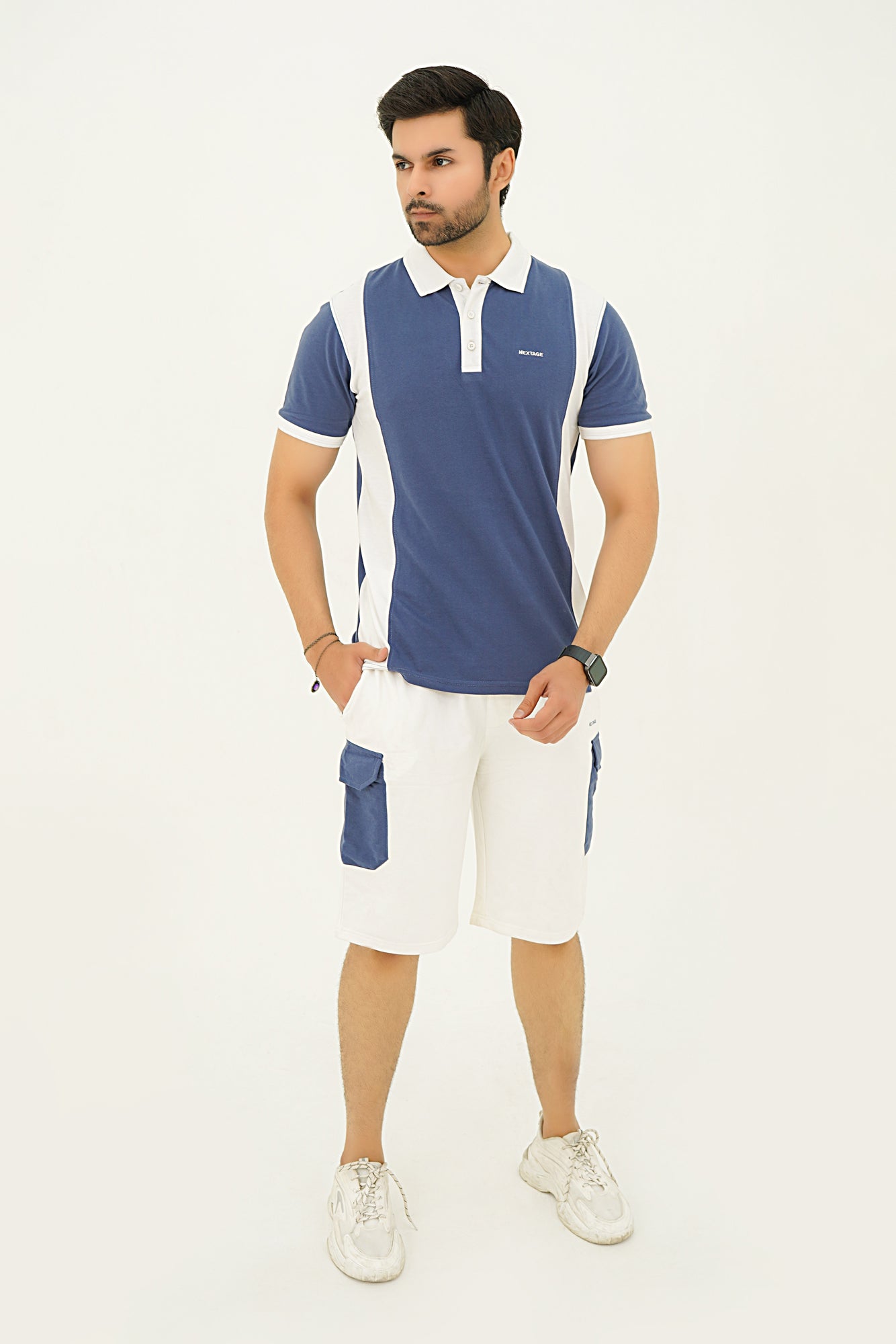 Indigo/White Cargo Short Set I Nextage