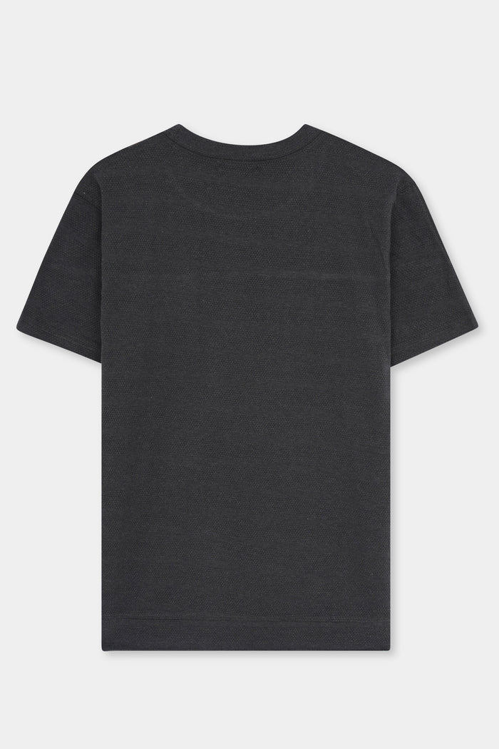 Nextage Charcoal Beige Panel Round Neck T-Shirt