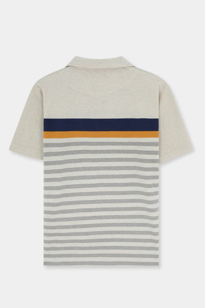Navy Mustard Stripes Polo Shirt