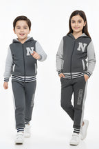 Nextage Kids Charcoal Varsity Tracksuit