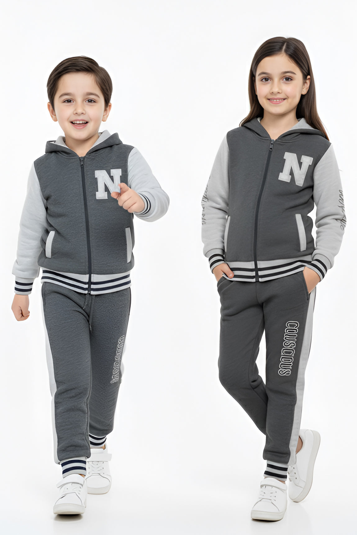 Nextage Kids Charcoal Varsity Tracksuit