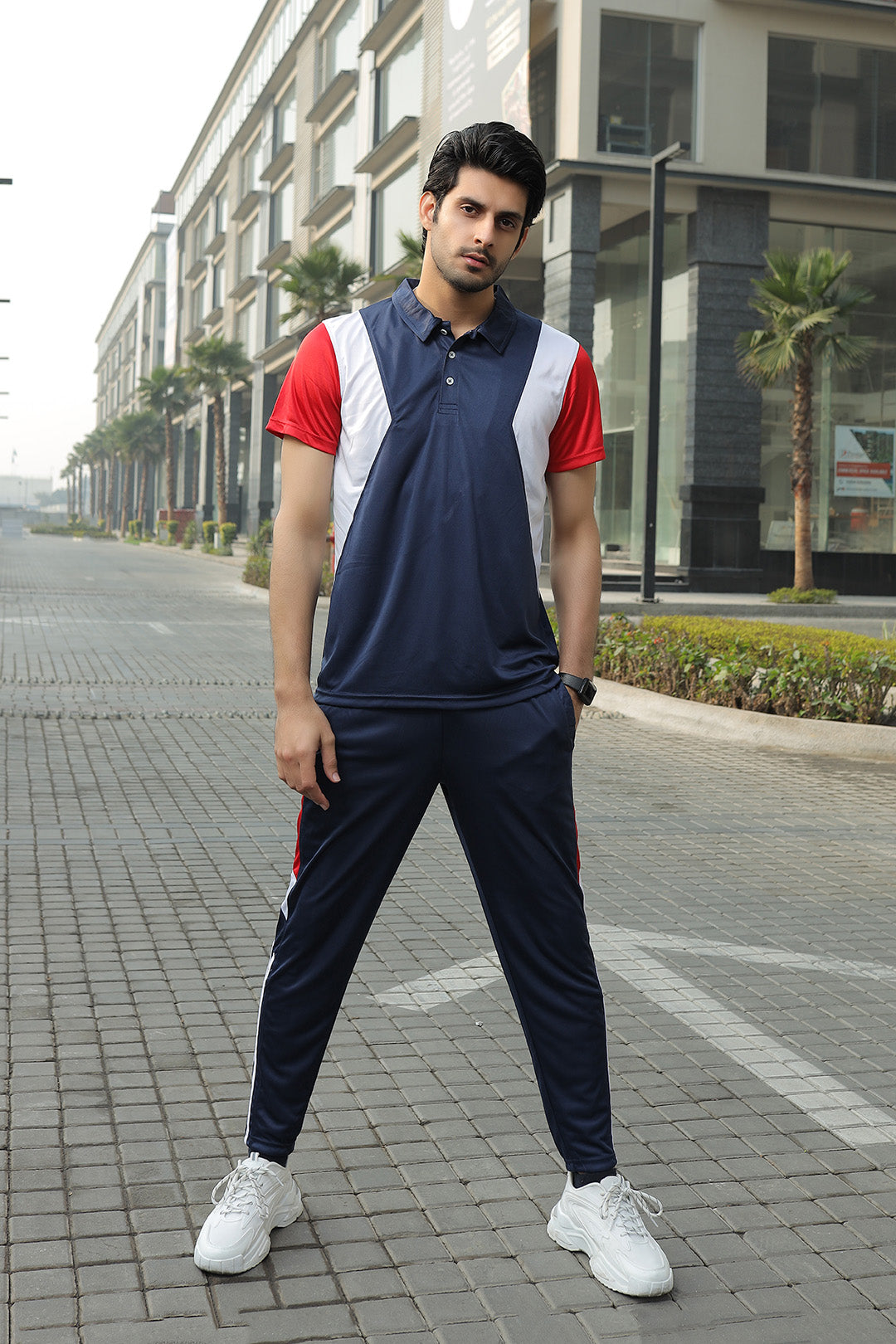 Nextage Navy Blue Dri-Fit Polo Tracksuit
