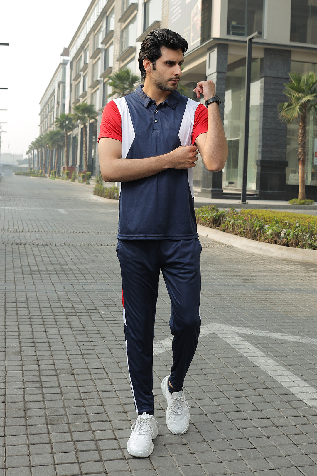 Nextage Navy Blue Dri-Fit Polo Tracksuit