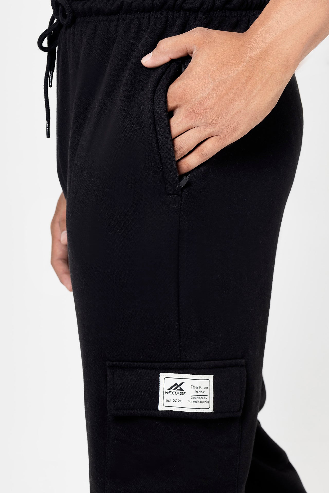 Nextage Black Cargo Fleece Jogger