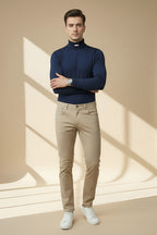 Nextage Navy Ribbed High Neck Shirt