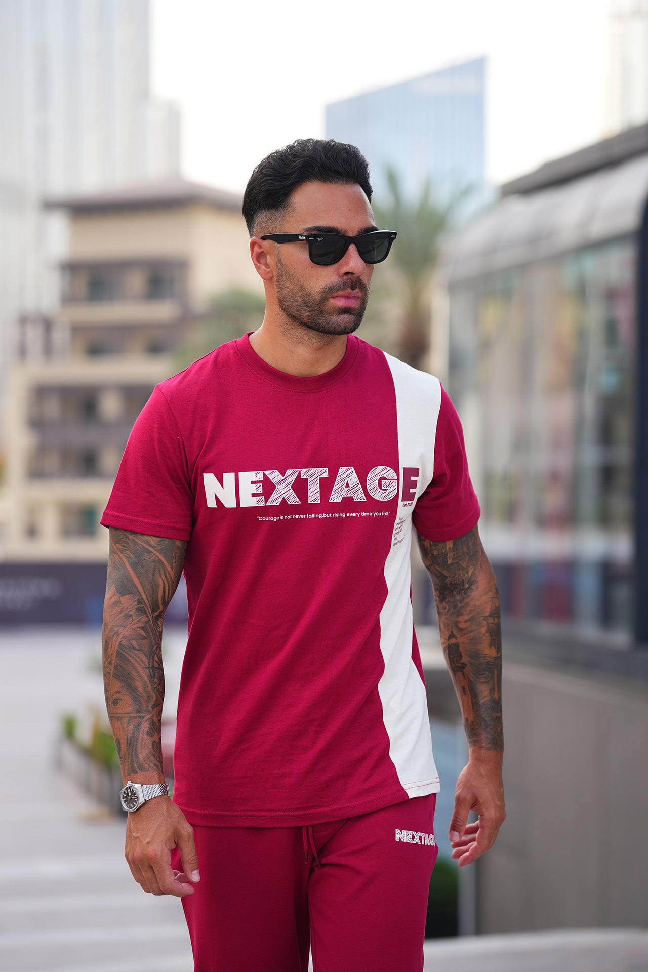 Nextage Deep Red Contrast Tracksuit