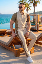 Beige & Brown Contrast Summer Co-ord Set