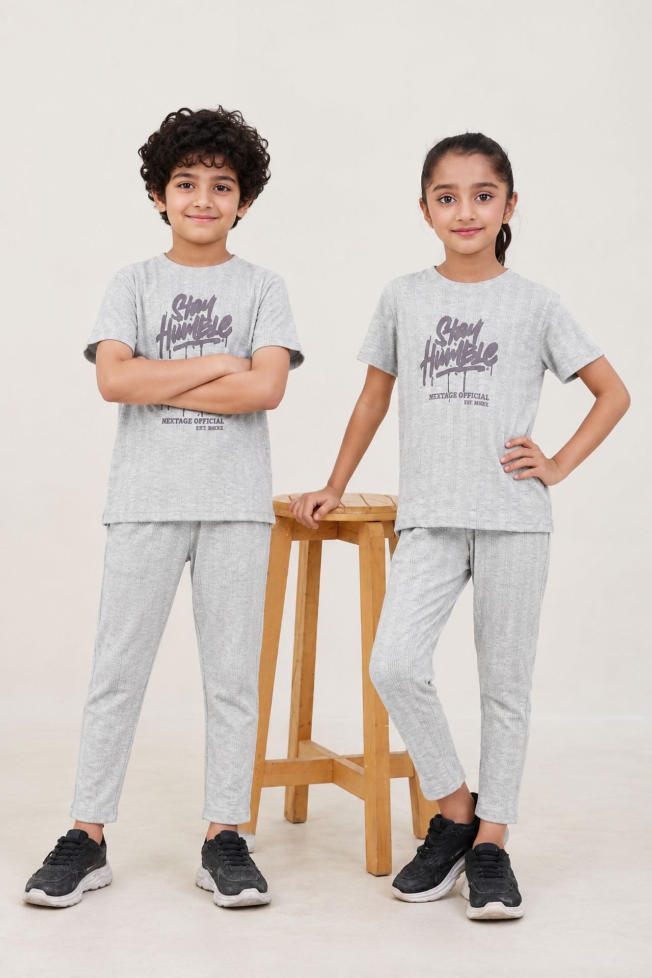 Nextage kids Heather Grey  Graphics Tracksuit