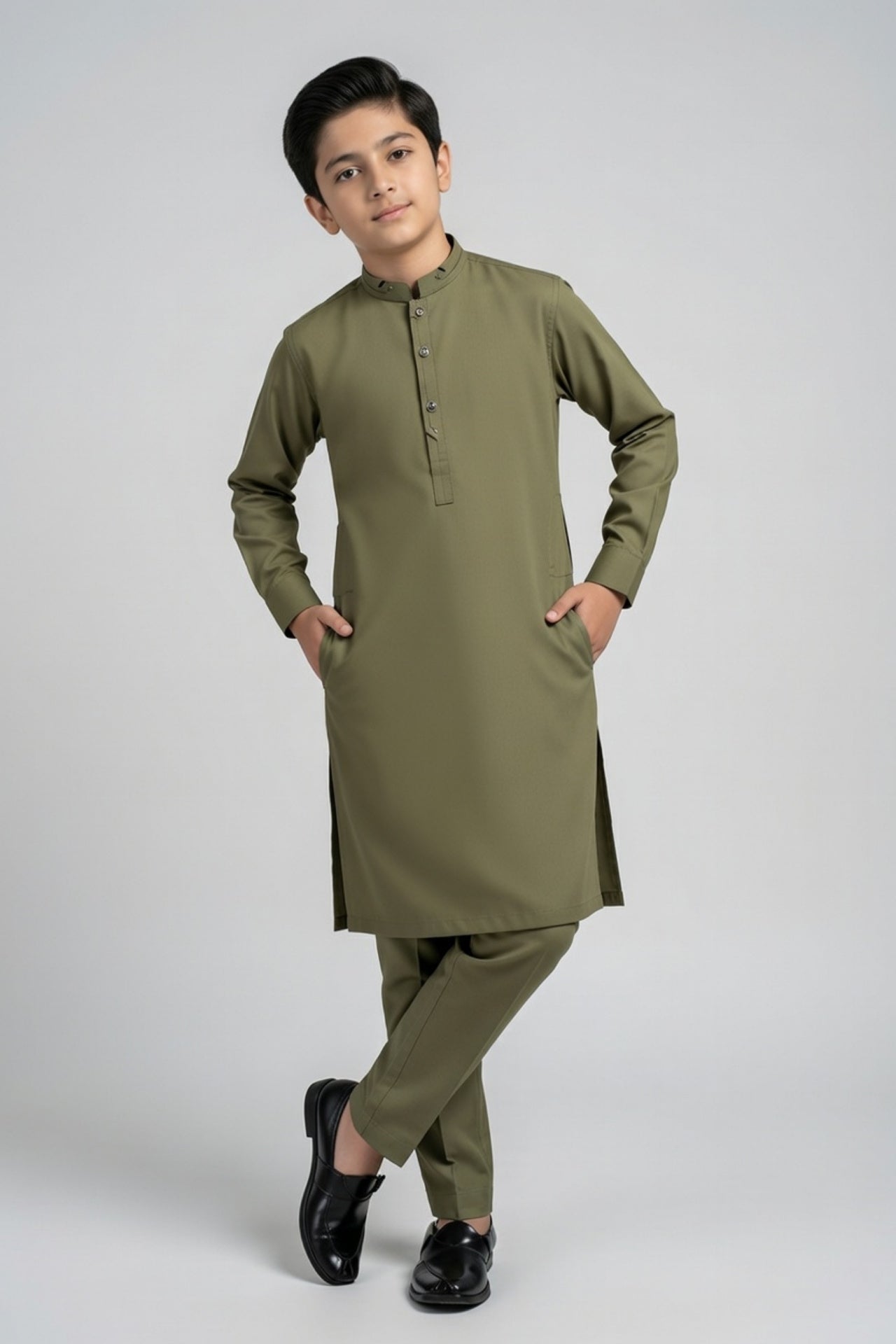 Nextage Kids Olive Kurta Shalwar Set