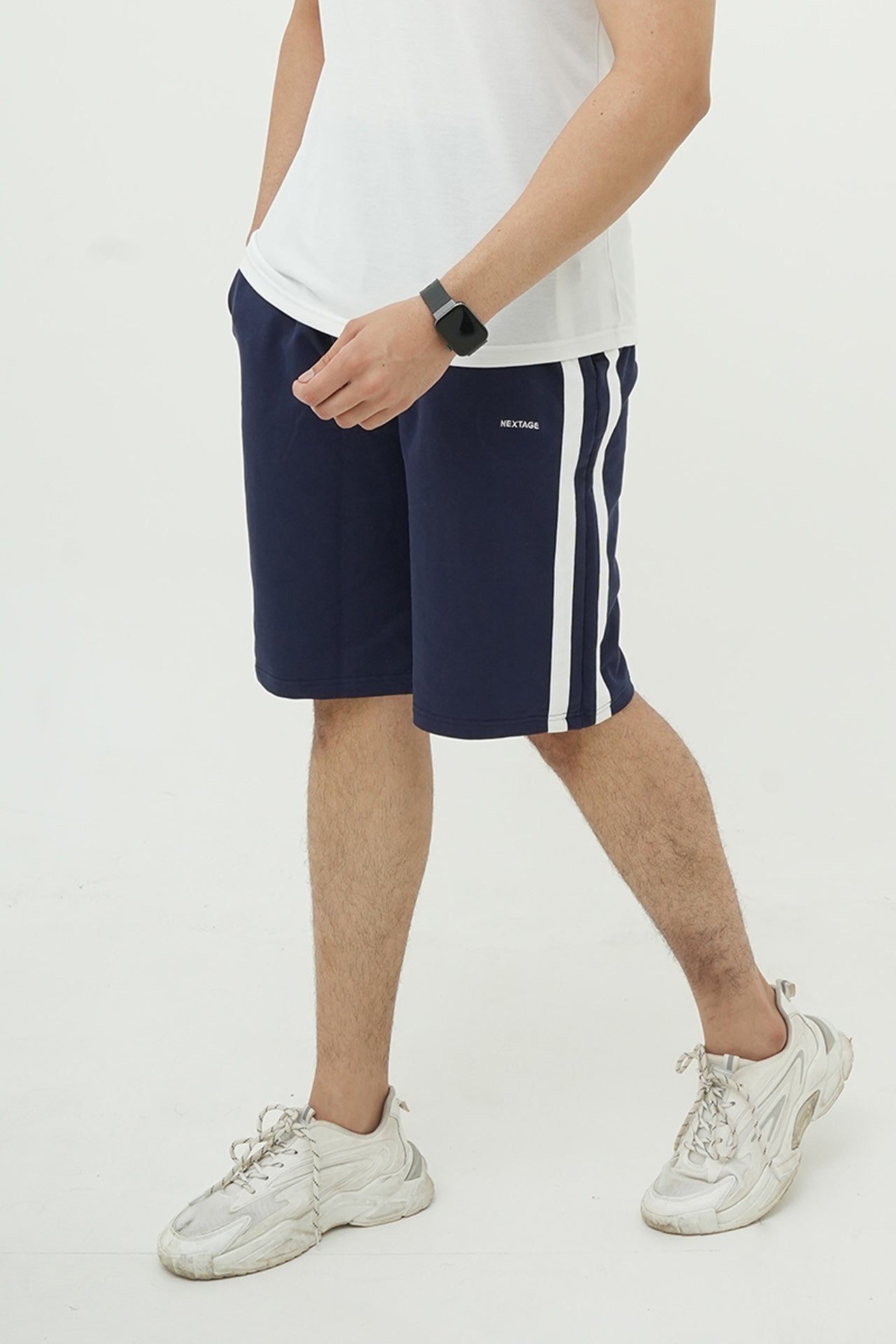 Navy Stripe Cotton Short