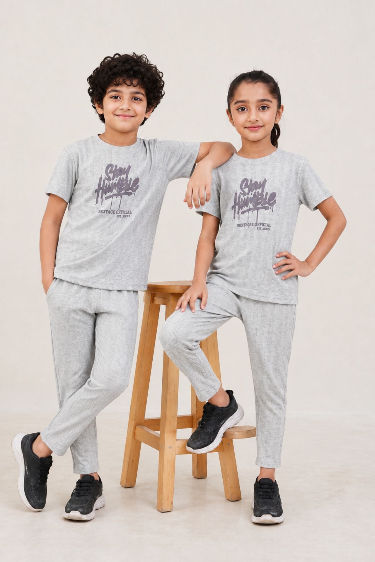 Nextage kids Heather Grey  Graphics Tracksuit