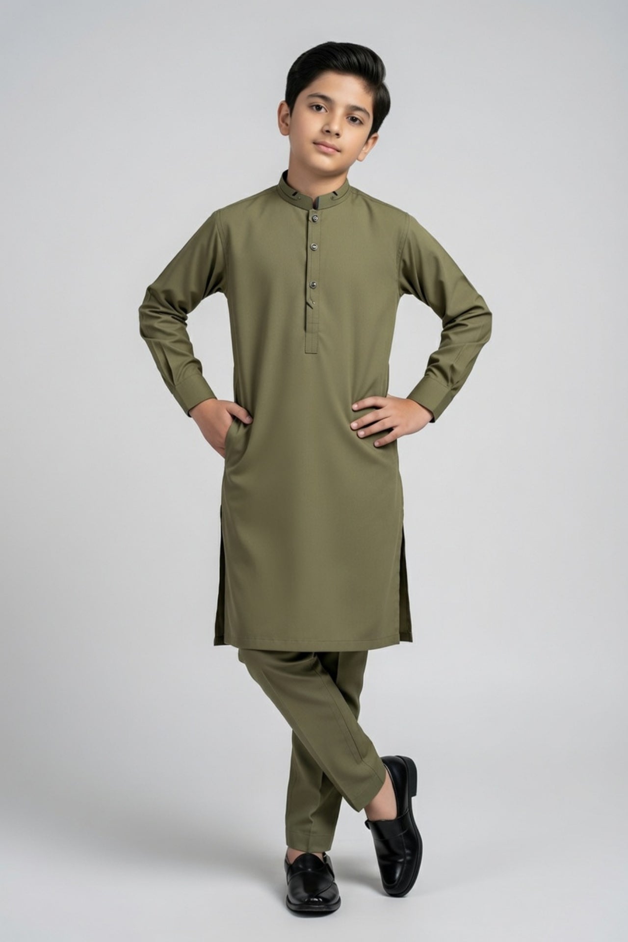 Nextage Kids Olive Kurta Shalwar Set