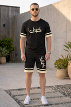 Los Angeles Printed Black Short Set