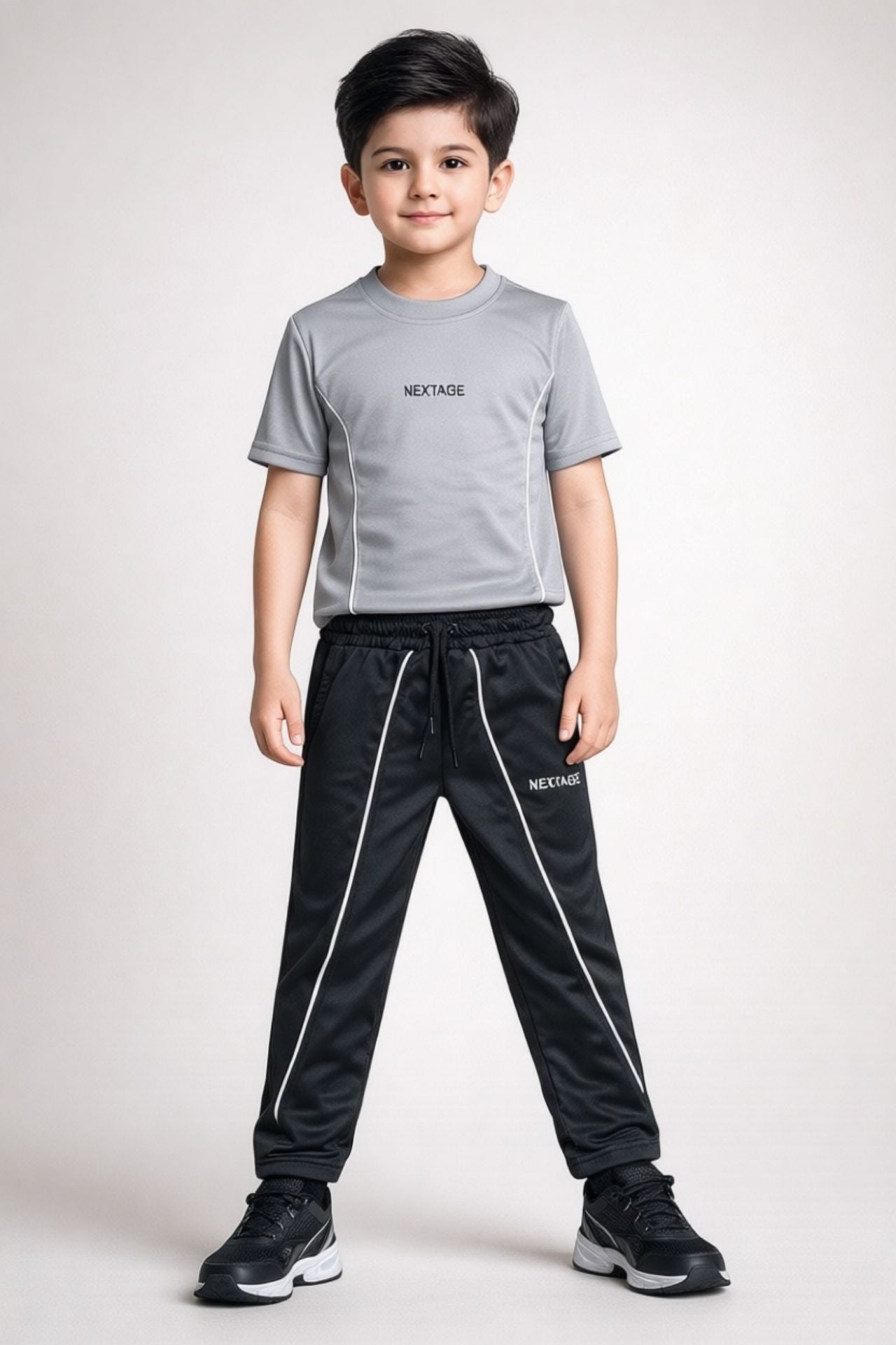 Nextage kids Sports Grey & Black Tracksuit