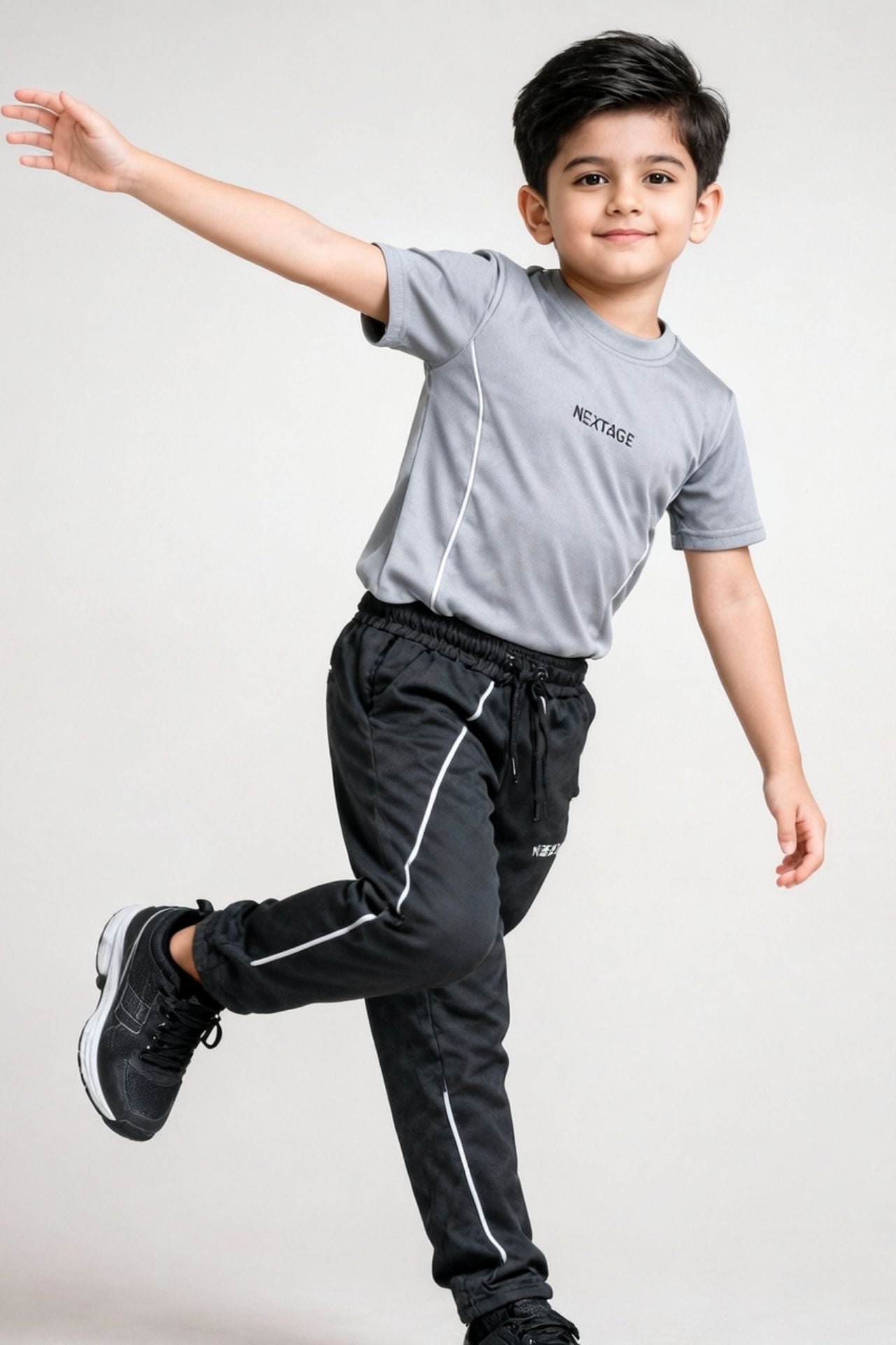 Nextage kids Sports Grey & Black Tracksuit