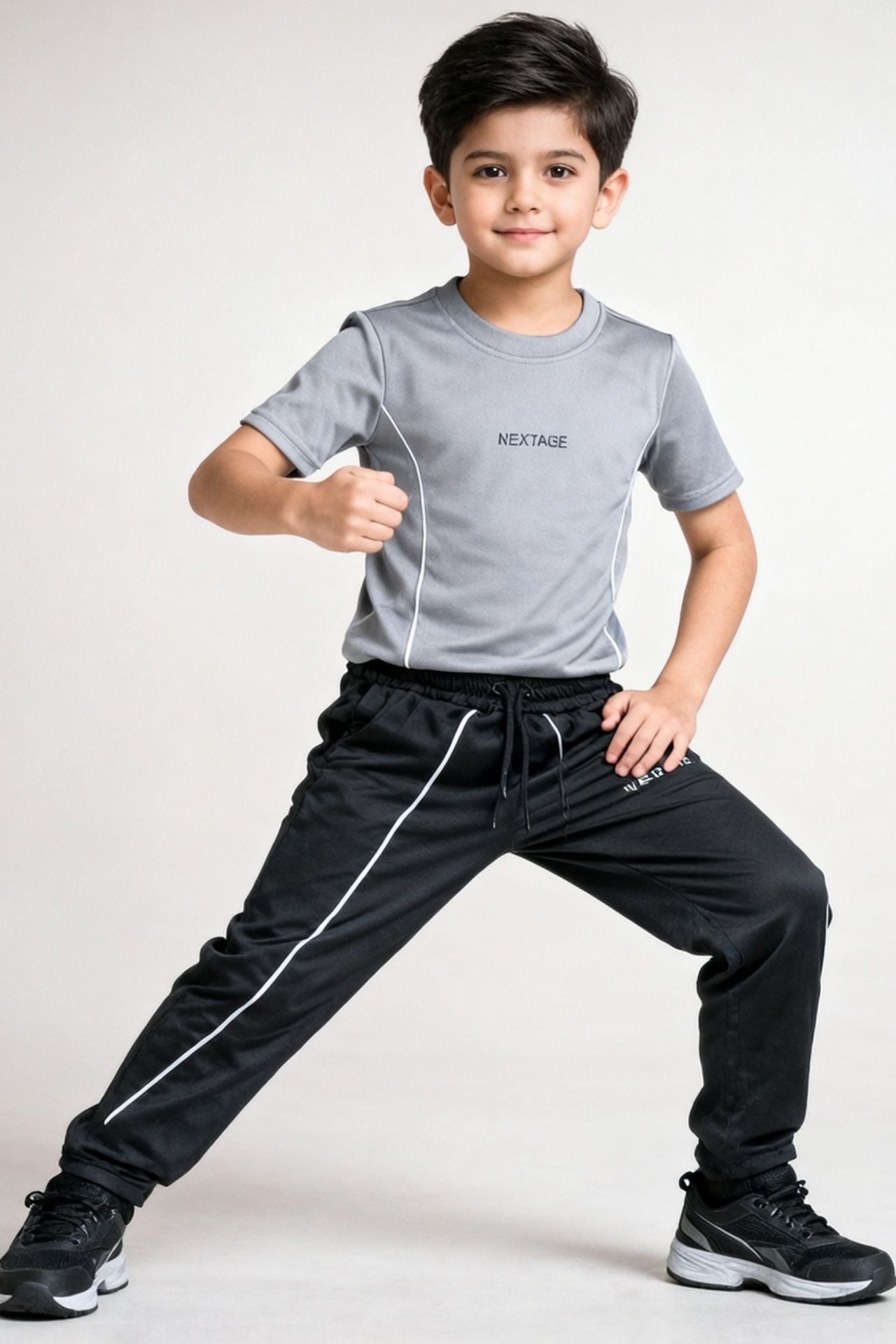 Nextage kids Sports Grey & Black Tracksuit
