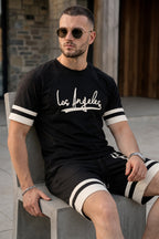 Los Angeles Printed Black Short Set