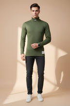 Nextage Green Ribbed Mock Neck Shirt