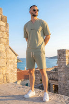 Nextage Sage Green Notch Neck Short Set