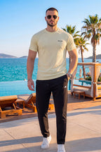Yellow Ribbed Nylon Jacquard Summer Tracksuit