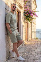 Nextage Sage Green Notch Neck Short Set