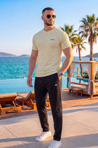 Yellow Ribbed Nylon Jacquard Summer Tracksuit