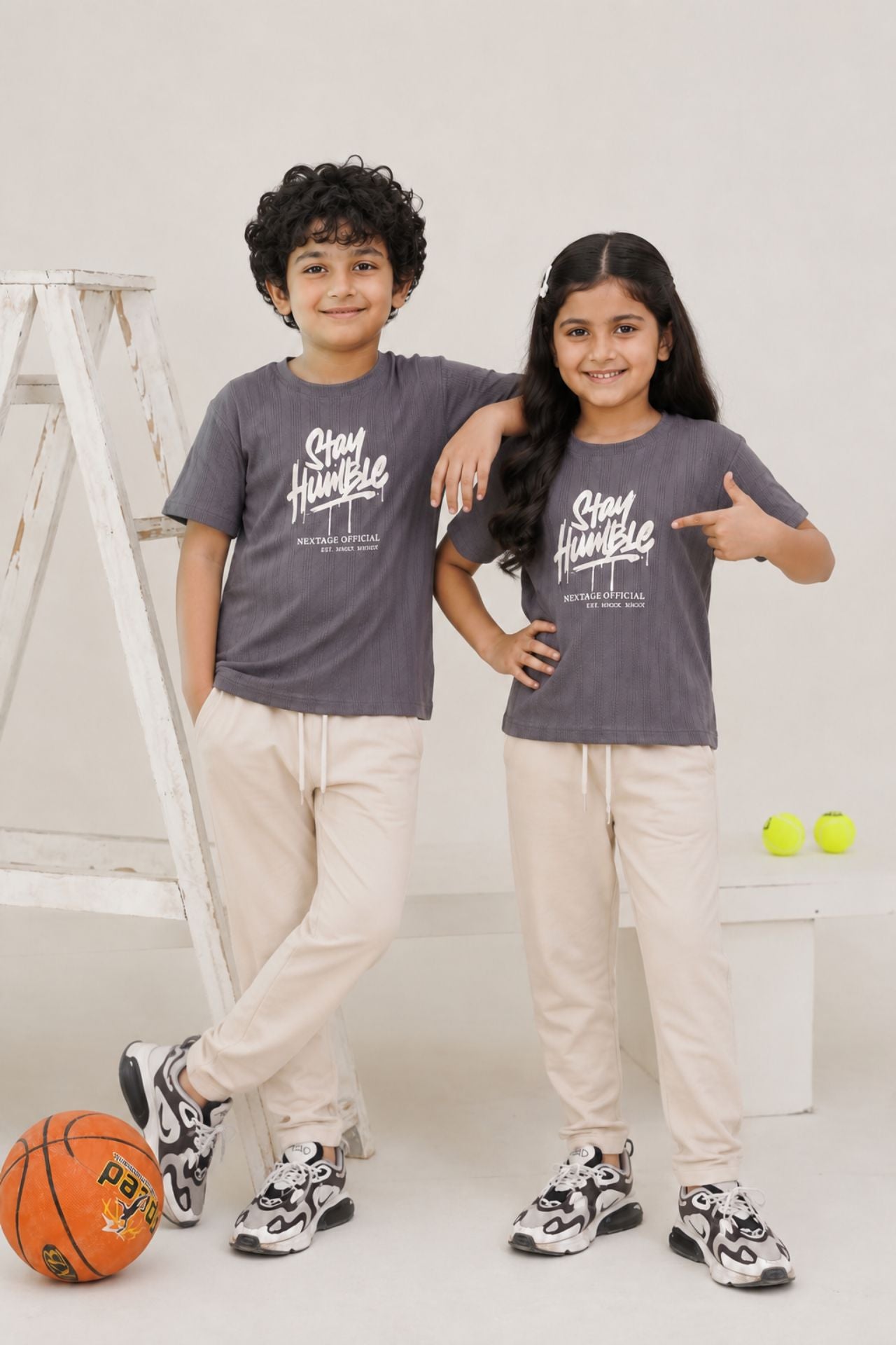 Nextage kids Grey beige Graphics Tracksuit