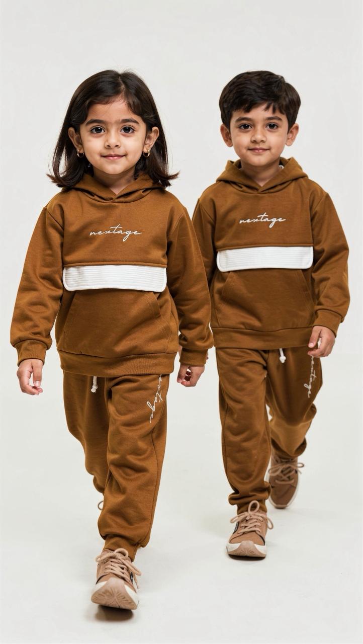 Nextage Brown Embroidered Tracksuit