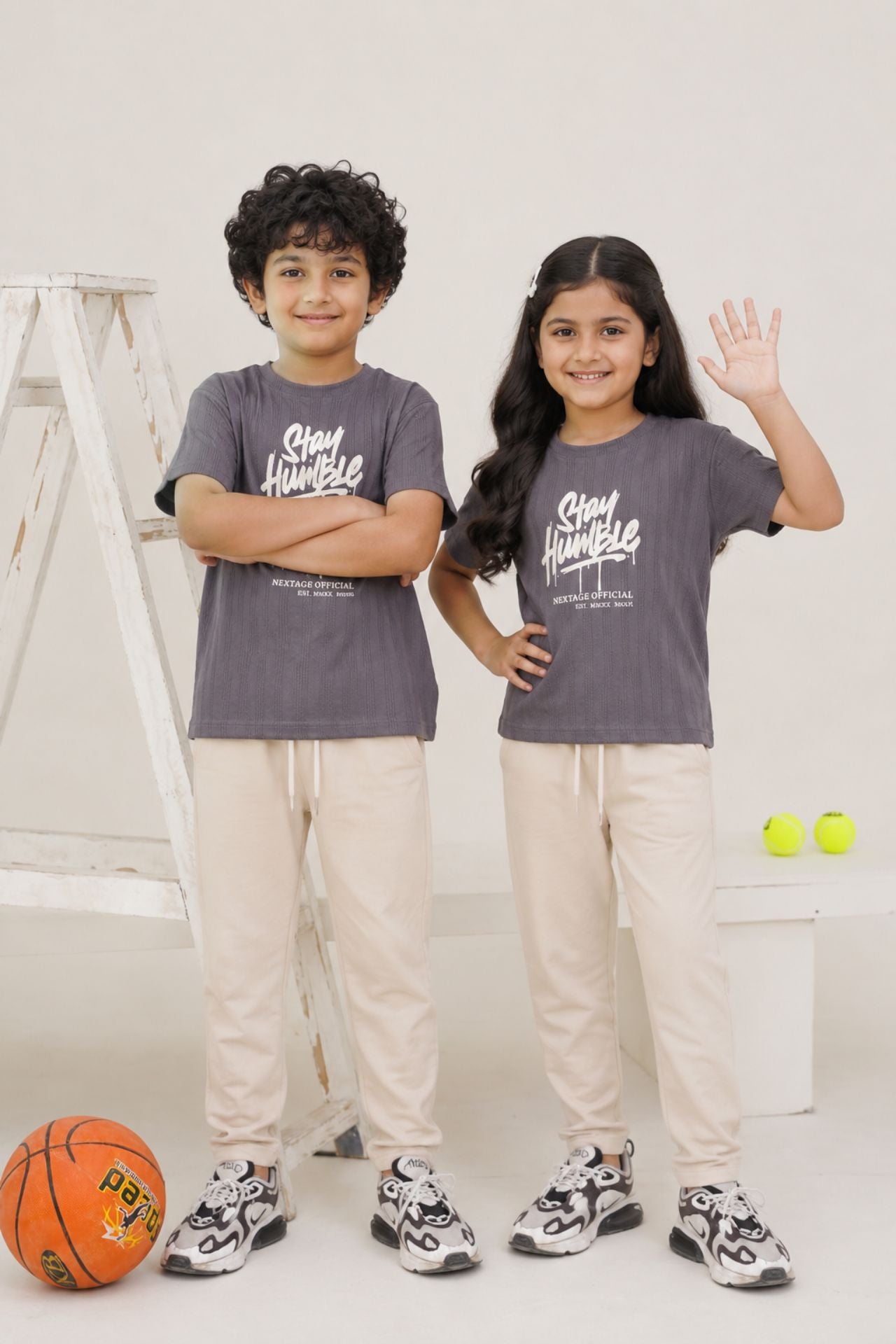 Nextage kids Grey beige Graphics Tracksuit