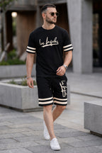 Los Angeles Printed Black Short Set