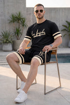 Los Angeles Printed Black Short Set