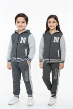 Nextage Kids Charcoal Varsity Tracksuit