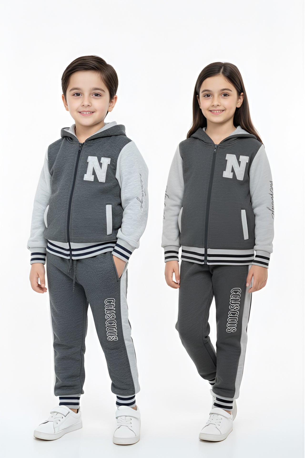 Nextage Kids Charcoal Varsity Tracksuit