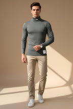 Nextage Smoke Grey Ribbed High Neck Shirt
