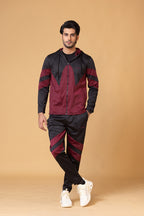 Signature Embroidered Logo Maroon Black Tracksuit