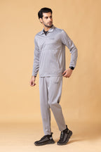 Silver Grey Half Zip Collar Tracksuit
