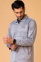 Silver Grey Half Zip Collar Tracksuit
