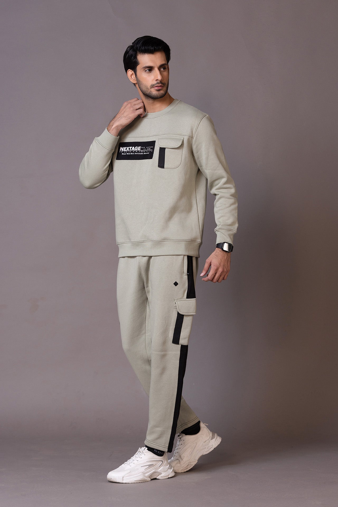 Nextage Sage Cargo Fleece Tracksuit