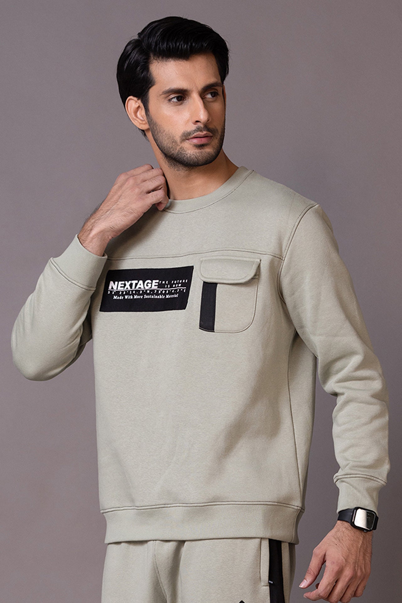 Sage Green Front Pocket Sweatshirt