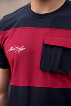 Spandex Black Maroon Cargo Tracksuit