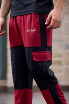 Spandex Black Maroon Cargo Tracksuit