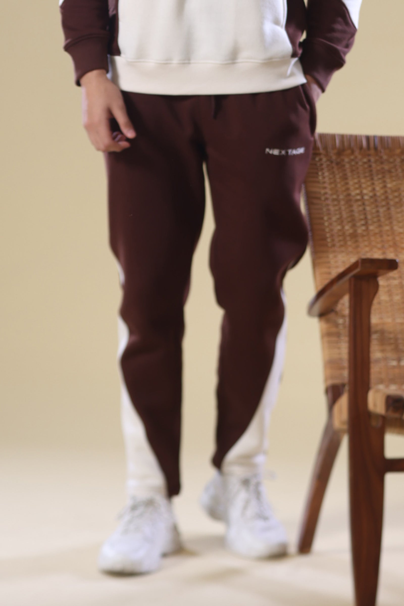 Chocolate Brown Embroidered Slogan Jogger