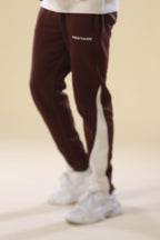 Chocolate Brown Embroidered Slogan Jogger