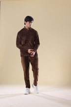Chocolate Nextage Slogan Velour Tracksuit