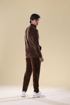 Chocolate Nextage Slogan Velour Tracksuit