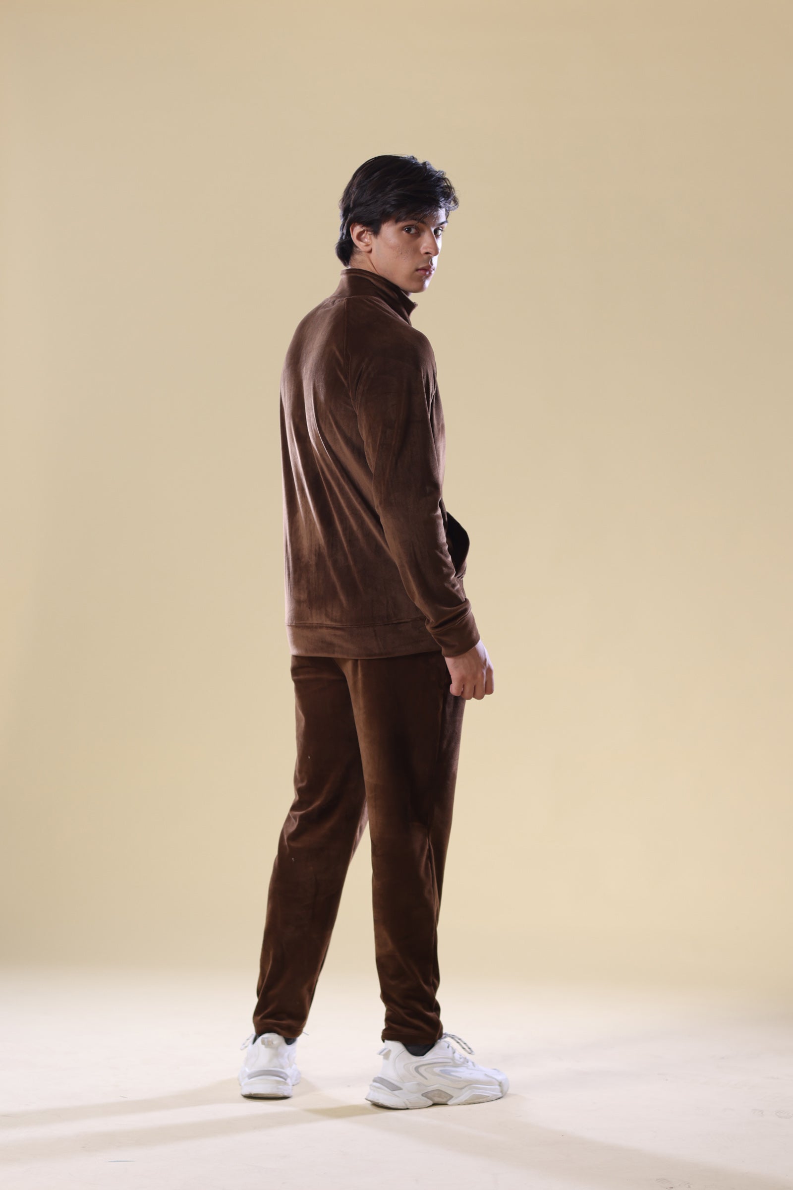Chocolate Nextage Slogan Velour Tracksuit