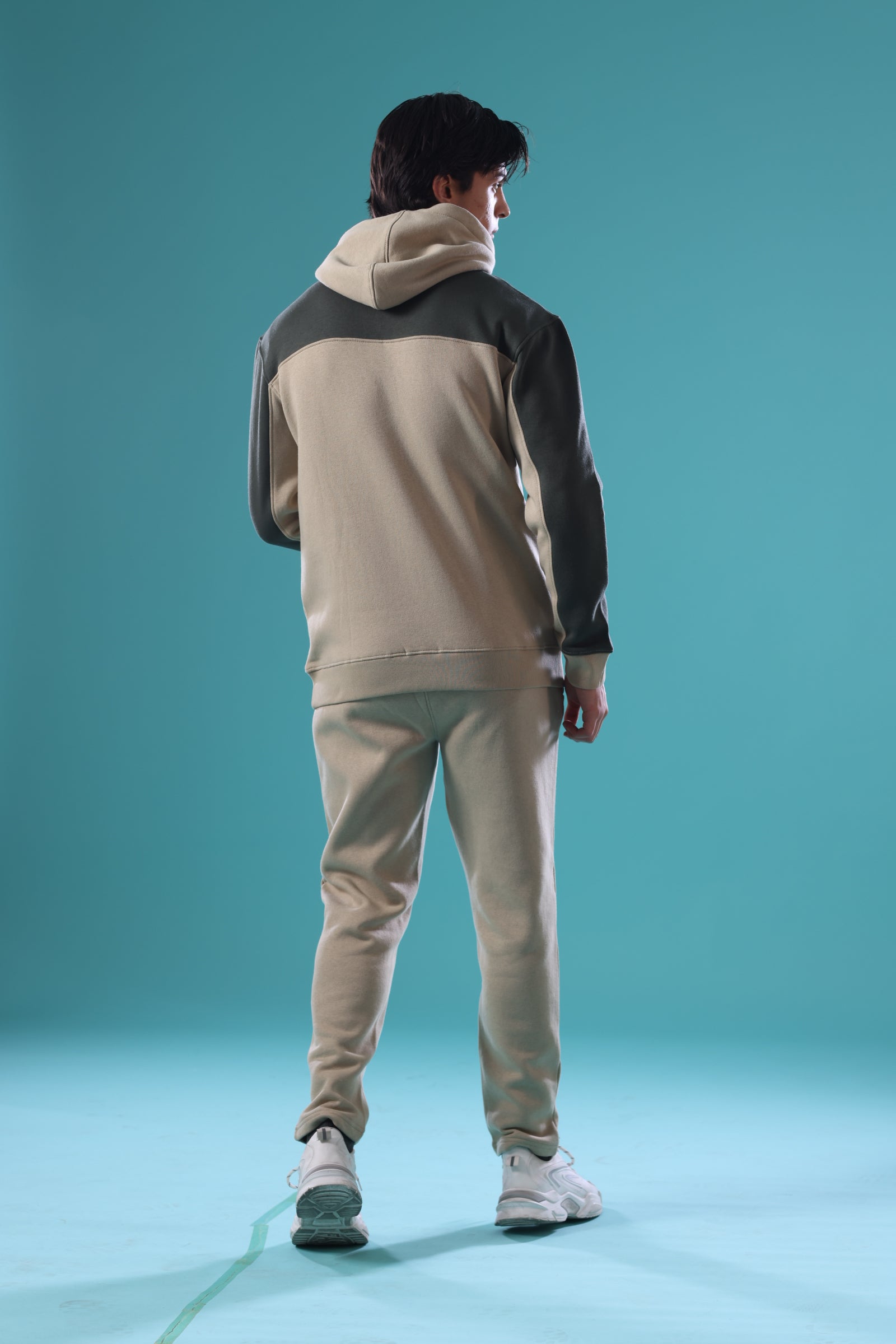 Khaki Embroidered Hooded Tracksuit