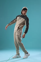 Khaki Embroidered Hooded Tracksuit